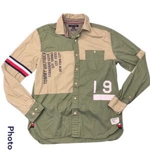 Tommy Hilfiger Standard Issue Custom Fit Long-sleeve Button Up Patchwork Sz M